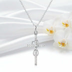 Gold Alloy Cross Necklace with Eight-Character Pendant – Unisex Jewelry - Hadi Craft