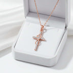 Gold Alloy Cross Necklace with Eight-Character Pendant – Unisex Jewelry - Hadi Craft