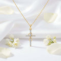 Gold Alloy Cross Necklace with Eight-Character Pendant – Unisex Jewelry - Hadi Craft