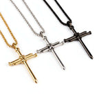 Gold and Black Cross Necklace – Men's Stainless Steel Nail Pendant - Hadi Craft