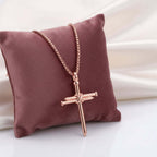 Gold and Black Cross Necklace – Men's Stainless Steel Nail Pendant - Hadi Craft