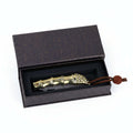 Golden Kylin Damascus Folding Knife – Brass Handle EDC Knife - Hadi Craft