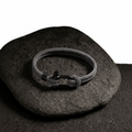 Gray Rope Bracelet – Men’s Nautical Bracelet with Black Stainless Steel Clasp - Hadi Craft