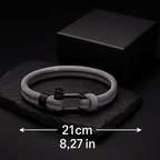 Gray Rope Bracelet – Men’s Nautical Bracelet with Black Stainless Steel Clasp - Hadi Craft