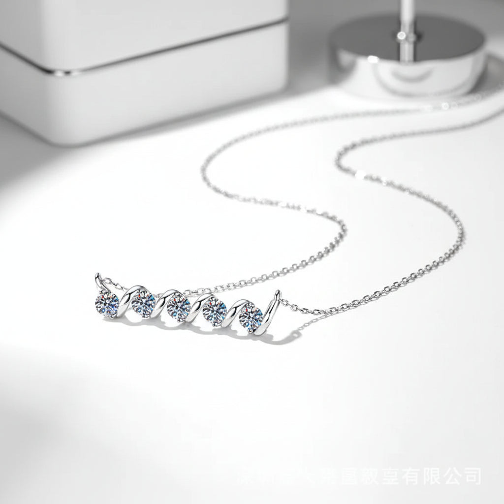 Luxury Pendant Plated Jewelry, Women 925 Sterling Silver Moissanite Necklaces