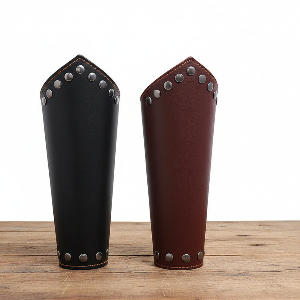 Medieval Viking Wear Wide PU Leather Bracer Cuff Bracelet Men Handwoven Arm Guard