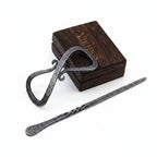 Viking hair pin Celtic knot shown with a decorative box, handcrafted zinc alloy hair accessory for women.