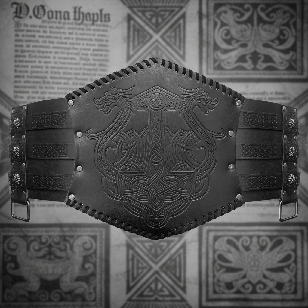 Medieval Viking Wear Wide PU Leather Belt Armor Costume Heavy Embossed Waistband