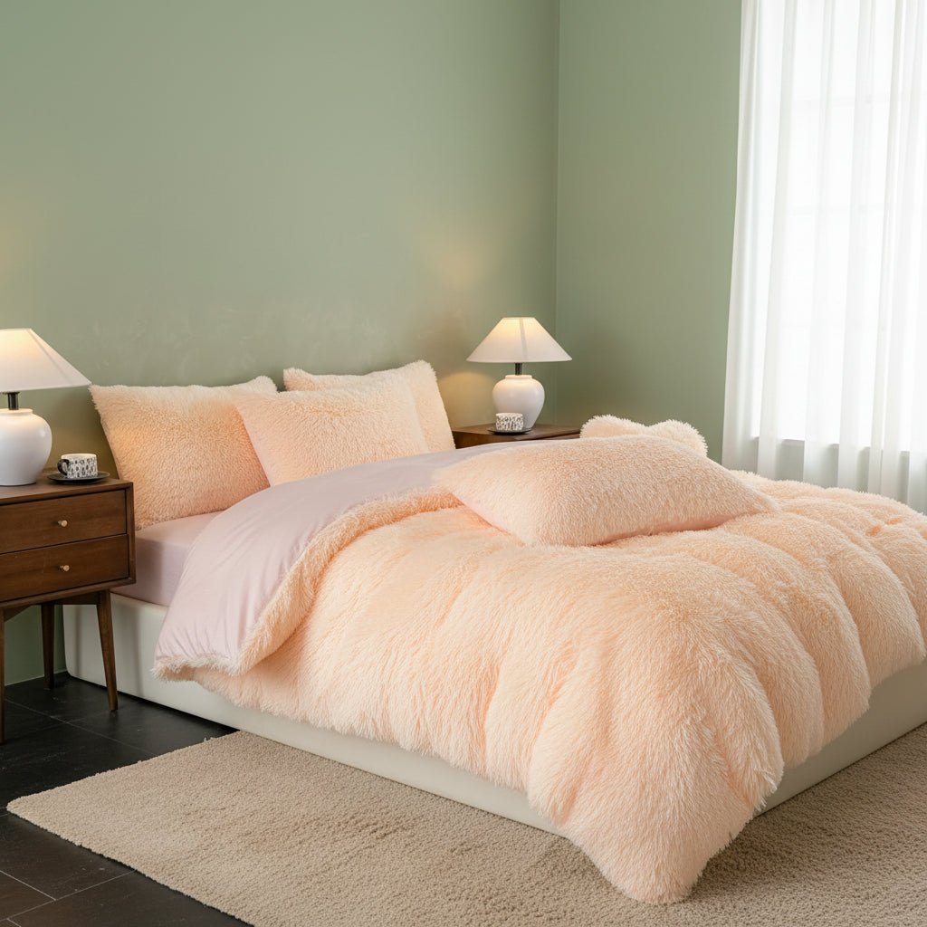 Soft and Breathable Home Four-Piece Bed Set, Polyester and Plush Fabric,