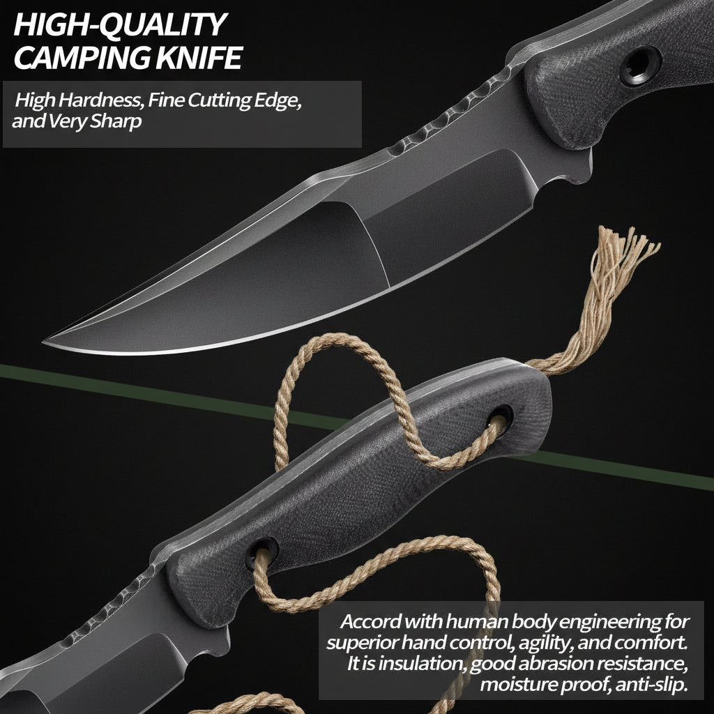 Super Sharp Stainless Steel Fixed Blade Hunting Knife for Camping & Survival