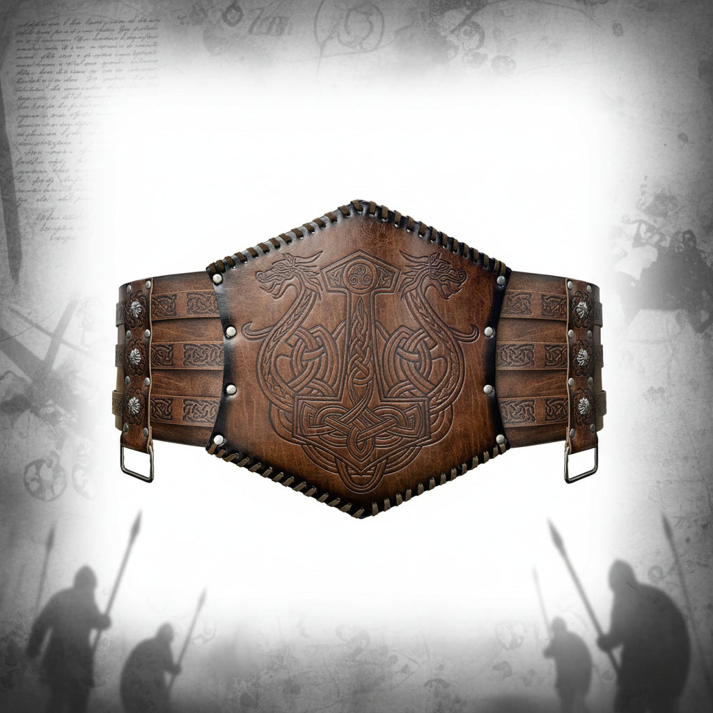 Medieval Viking Wear Wide PU Leather Belt Armor Costume Heavy Embossed Waistband