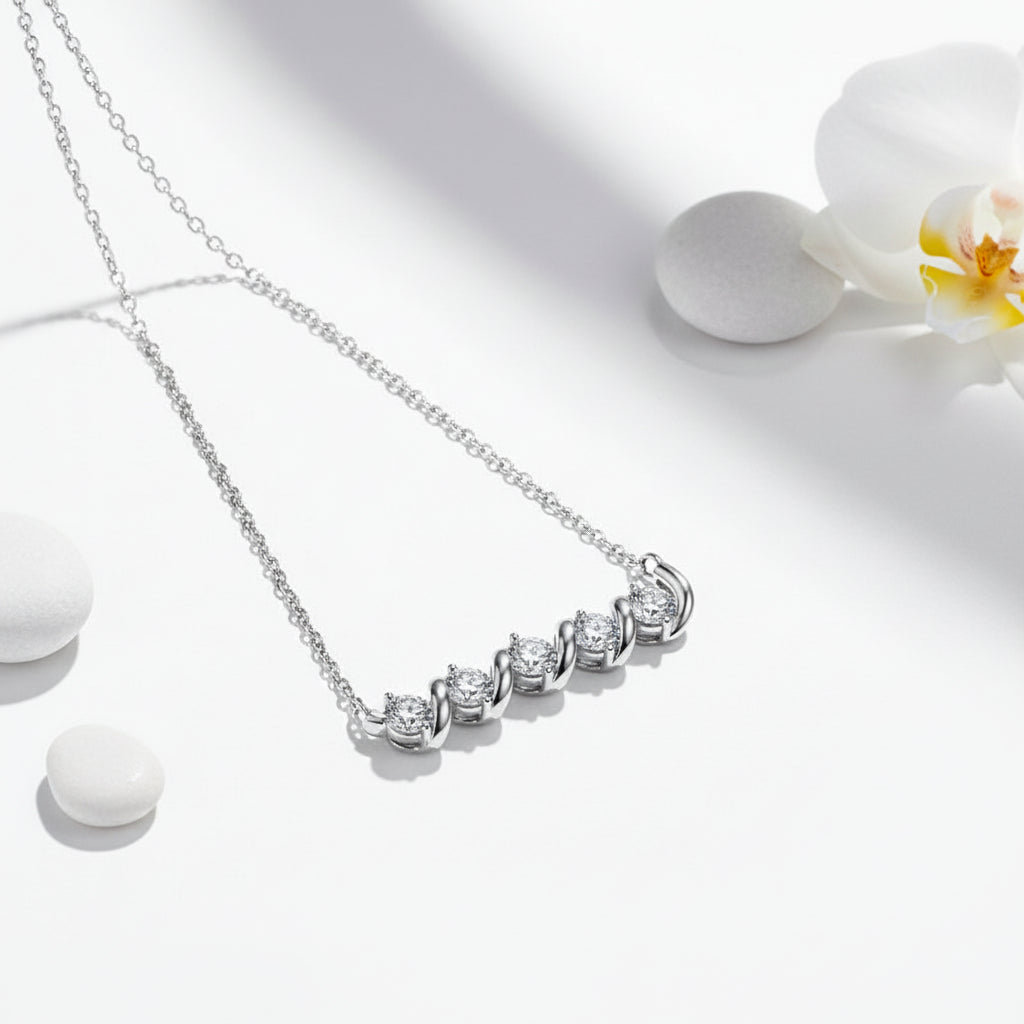 Luxury Pendant Plated Jewelry, Women 925 Sterling Silver Moissanite Necklaces