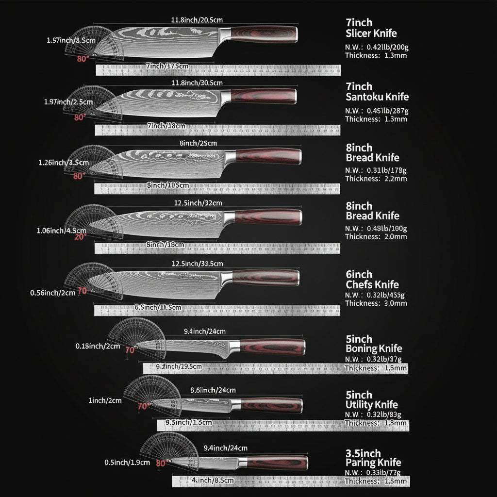 8-Piece Premium Stainless Steel Kitchen Knife Set with Wooden Handles