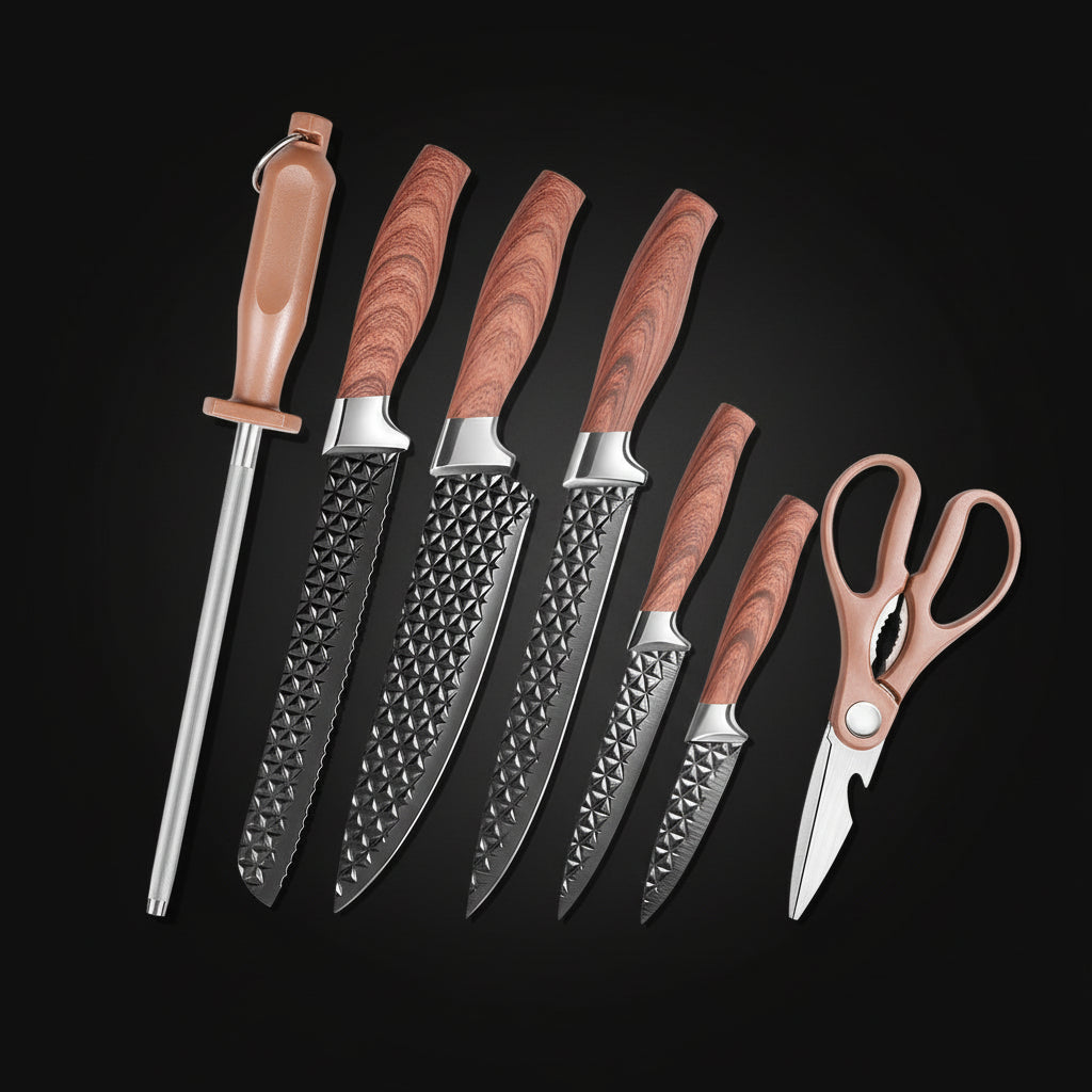 7-Piece Stainless Steel Chef Knife Set with Storage Case & Scissor