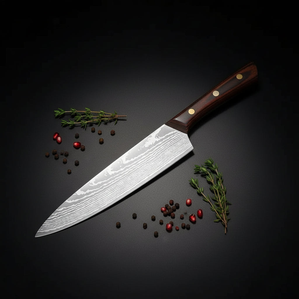8-Inch 3Cr13 Stainless Steel Chef Knife with Wooden Handle – Vintage Style