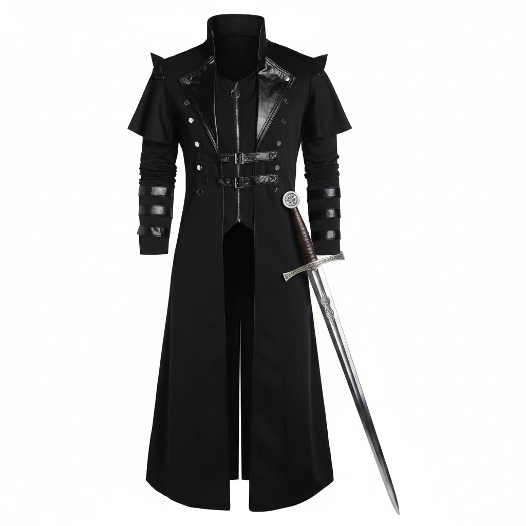 Medieval Viking Wear Gothic Steampunk Assassin Long Coat Pirate Armor Leather Costume Jacket