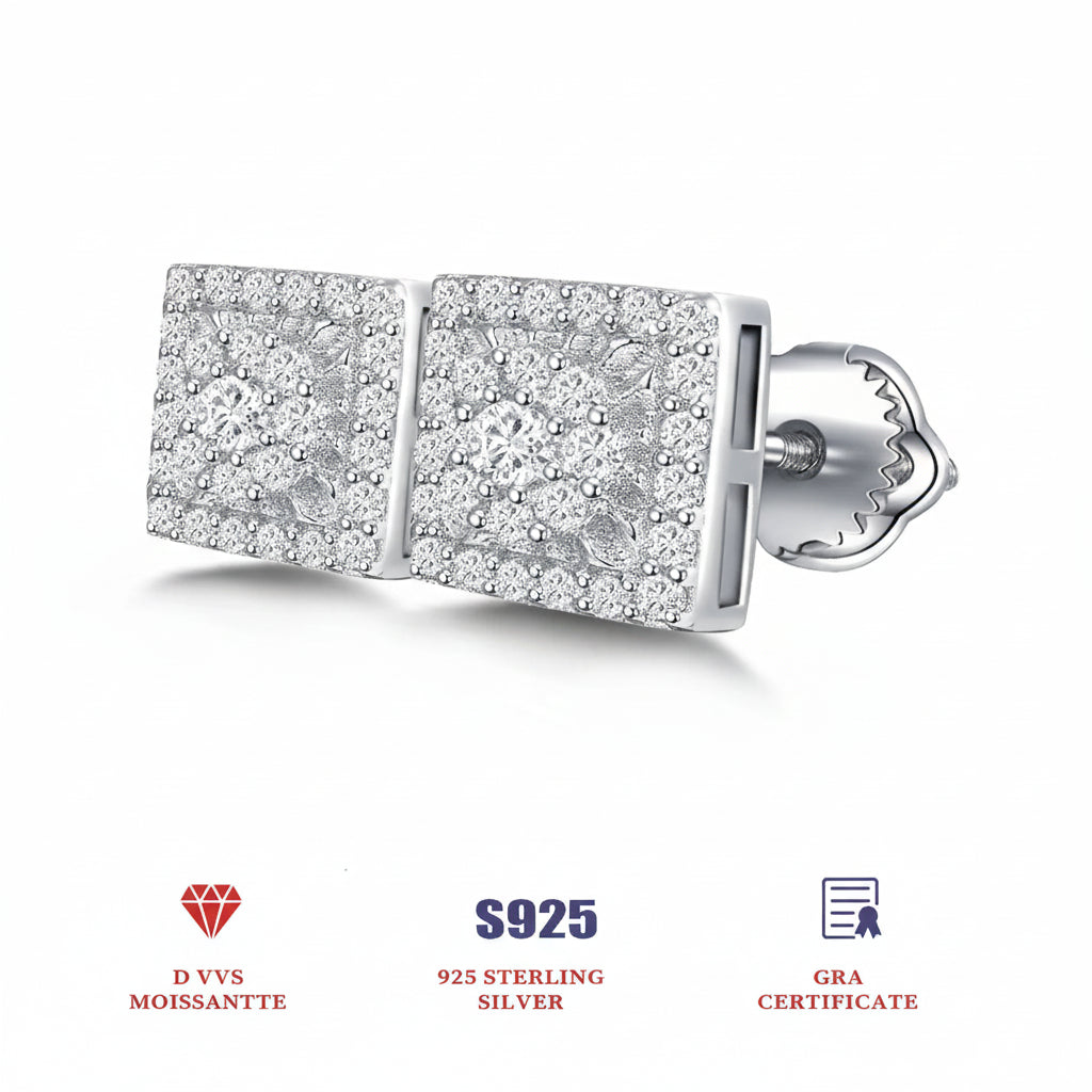 Sterling Silver VVS Moissanite Diamond Stud luxury Earrings S925