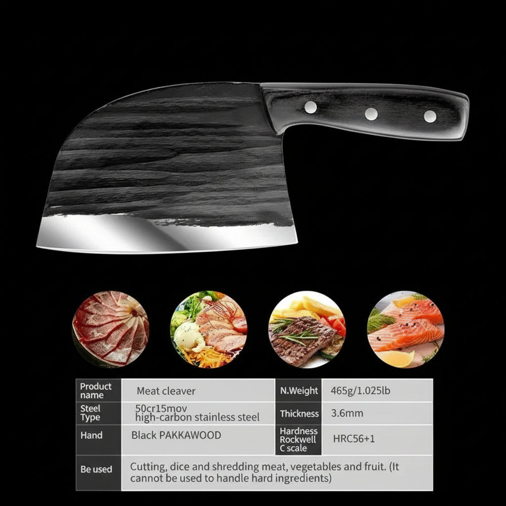 Stainless Steel Meat Cleaver Knife – Easy-Cut Bone & Poultry Knife