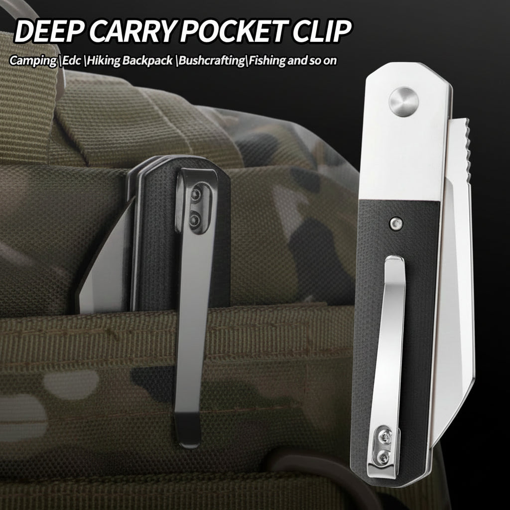 High-Quality D2 Stainless Steel Folding Pocket Knife for Camping, Hunting & Survival