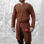 Men Medieval Knight Warrior Costume Tunic Clothing Norman Chevalier Braid Viking Pirate Saxon Top Shirt