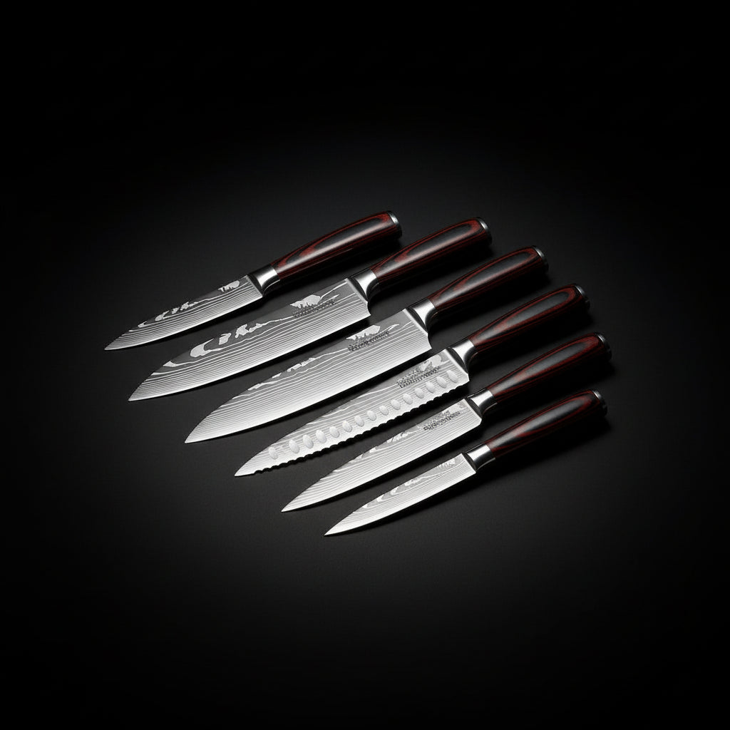 8-Piece Premium Stainless Steel Kitchen Knife Set with Wooden Handles