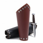 Medieval Viking Wear Wide PU Leather Bracer Cuff Bracelet Men Handwoven Arm Guard