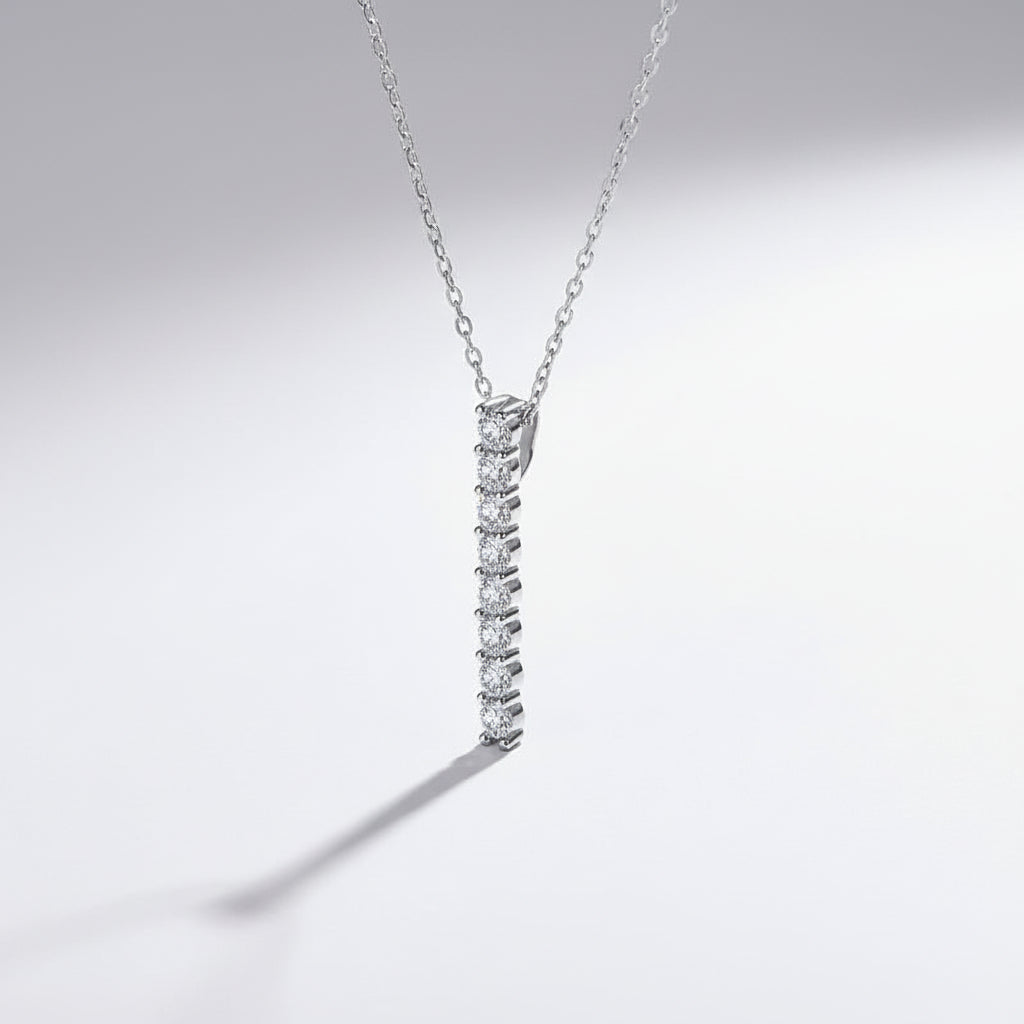 Round Brilliant Cut Silver Moissanite Necklace Clavicle Chain S925