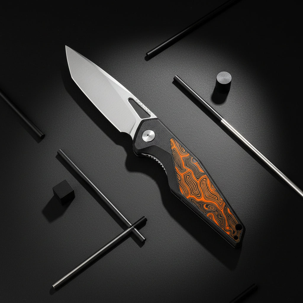 EDC Folding Pocket Knife – 14C28N Steel, G10 Handle