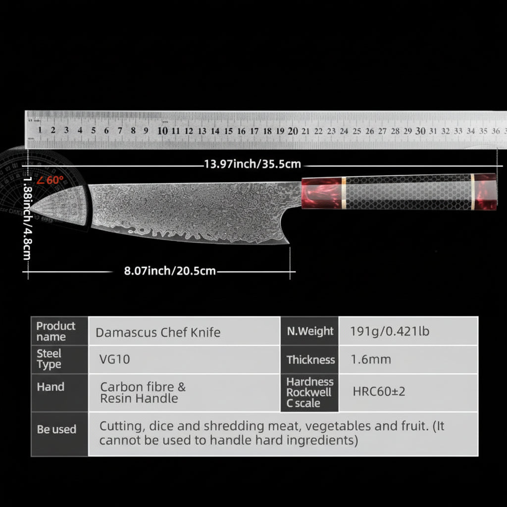 Japanese 8-Inch Damascus Cleaver Knife