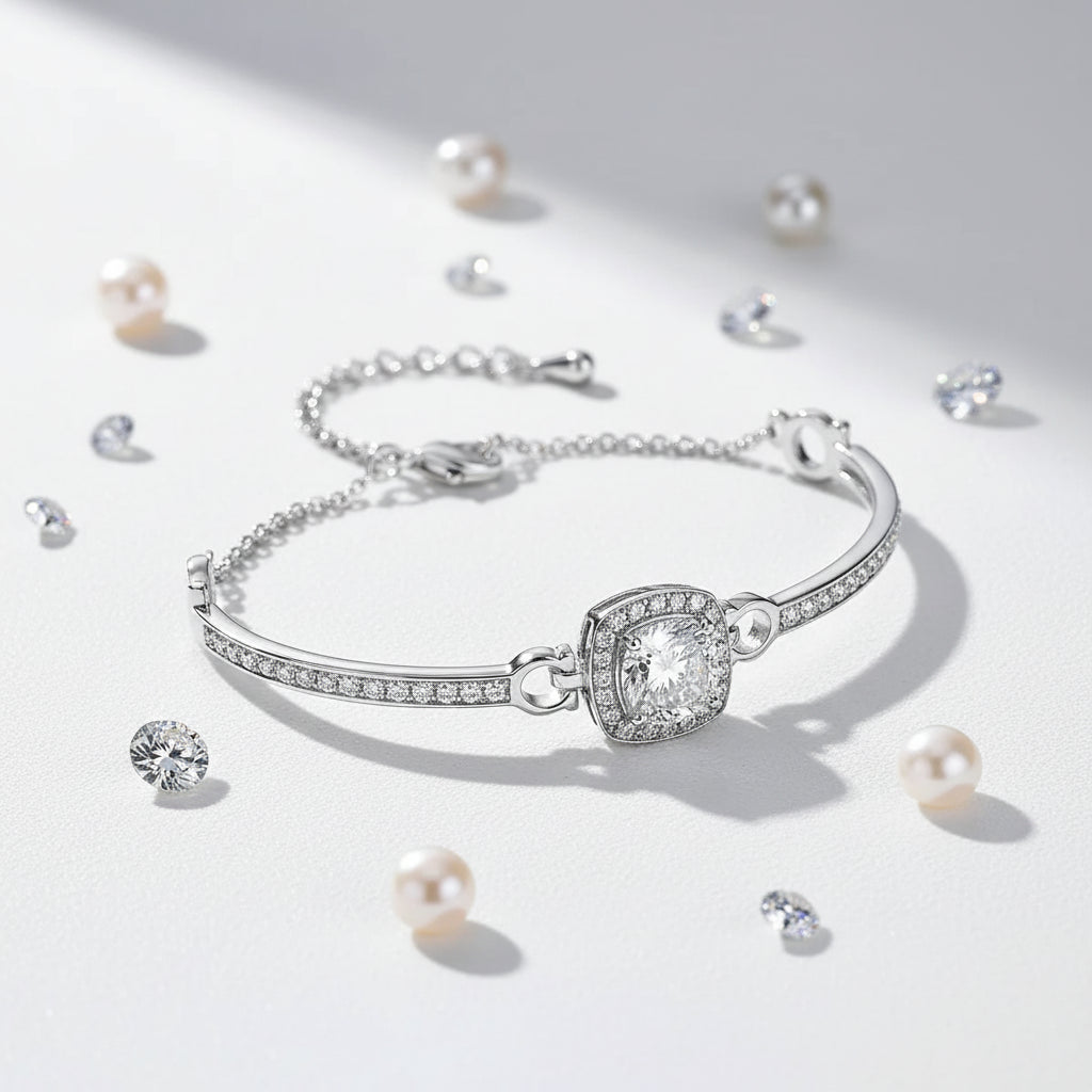 1 Carat Moissanite Square Bag Bracelet 925 Sterling Silver Stylish