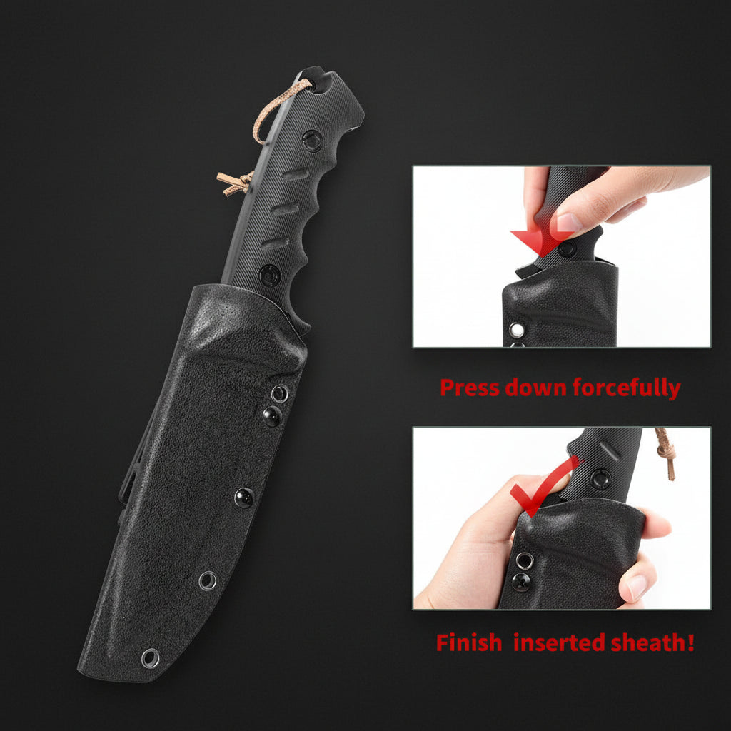 Outdoor Tactical Fixed Blade Hunting Knife with Rubber Handle