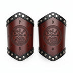 Medieval Viking Wear Nordic Compass Leather Bracelet Wide Arm Gauntlet Bracer