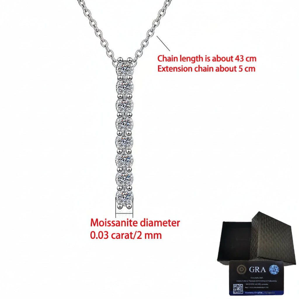 Round Brilliant Cut Silver Moissanite Necklace Clavicle Chain S925