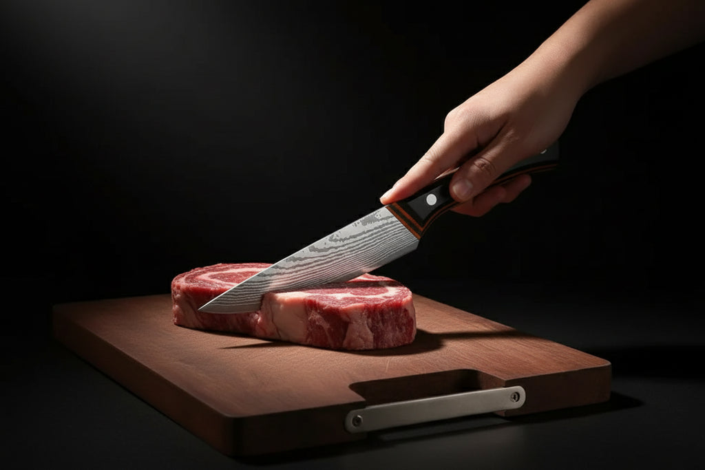 6-Piece Non-Stick Stainless Steel Steak Knife Set with Wooden Handles