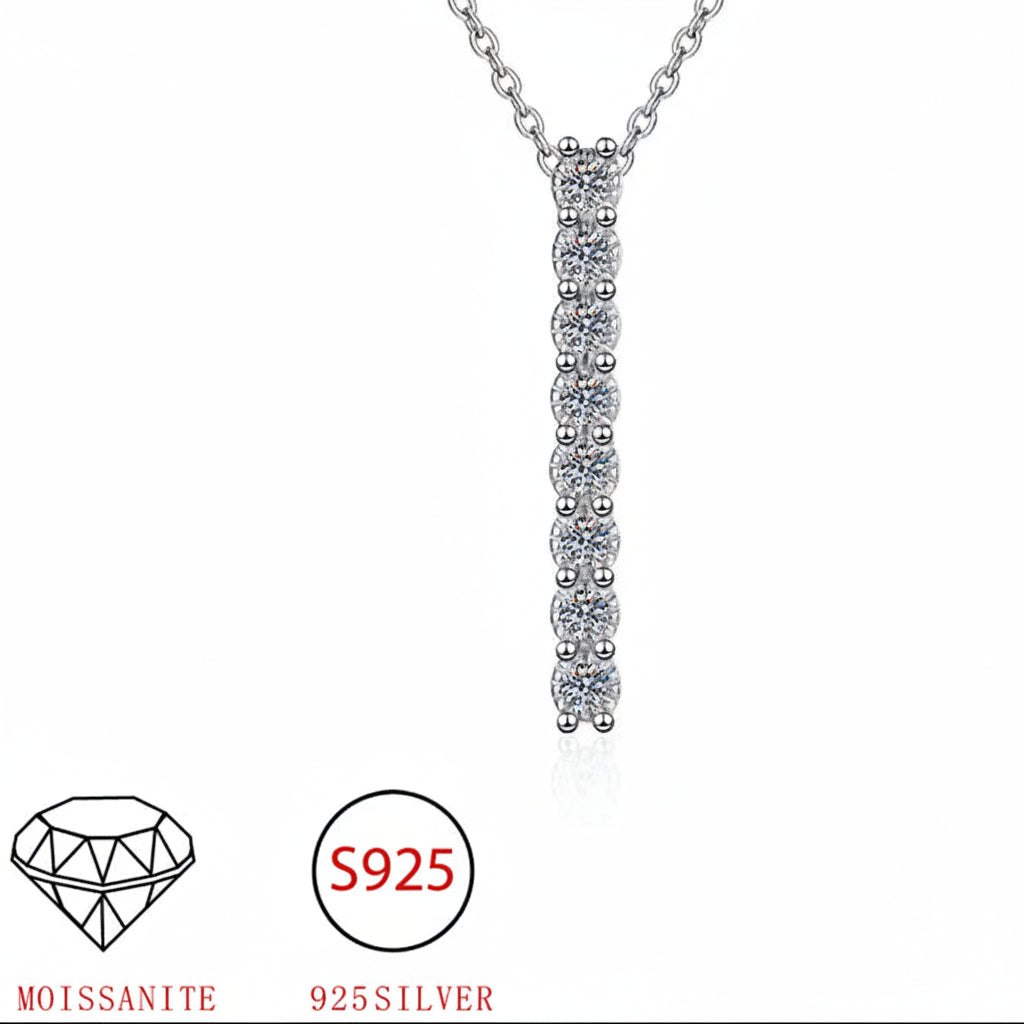 Round Brilliant Cut Silver Moissanite Necklace Clavicle Chain S925