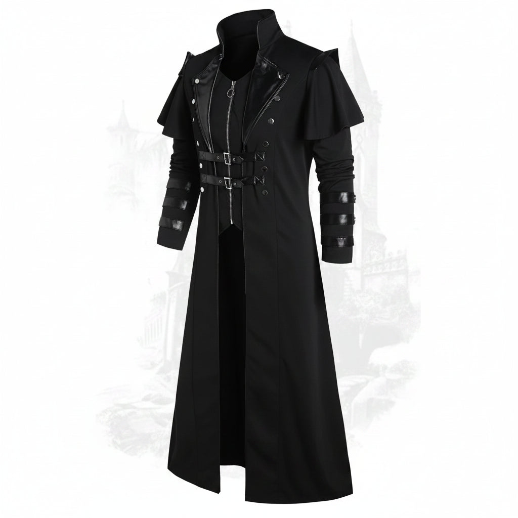 Medieval Viking Wear Gothic Steampunk Assassin Long Coat Pirate Armor Leather Costume Jacket