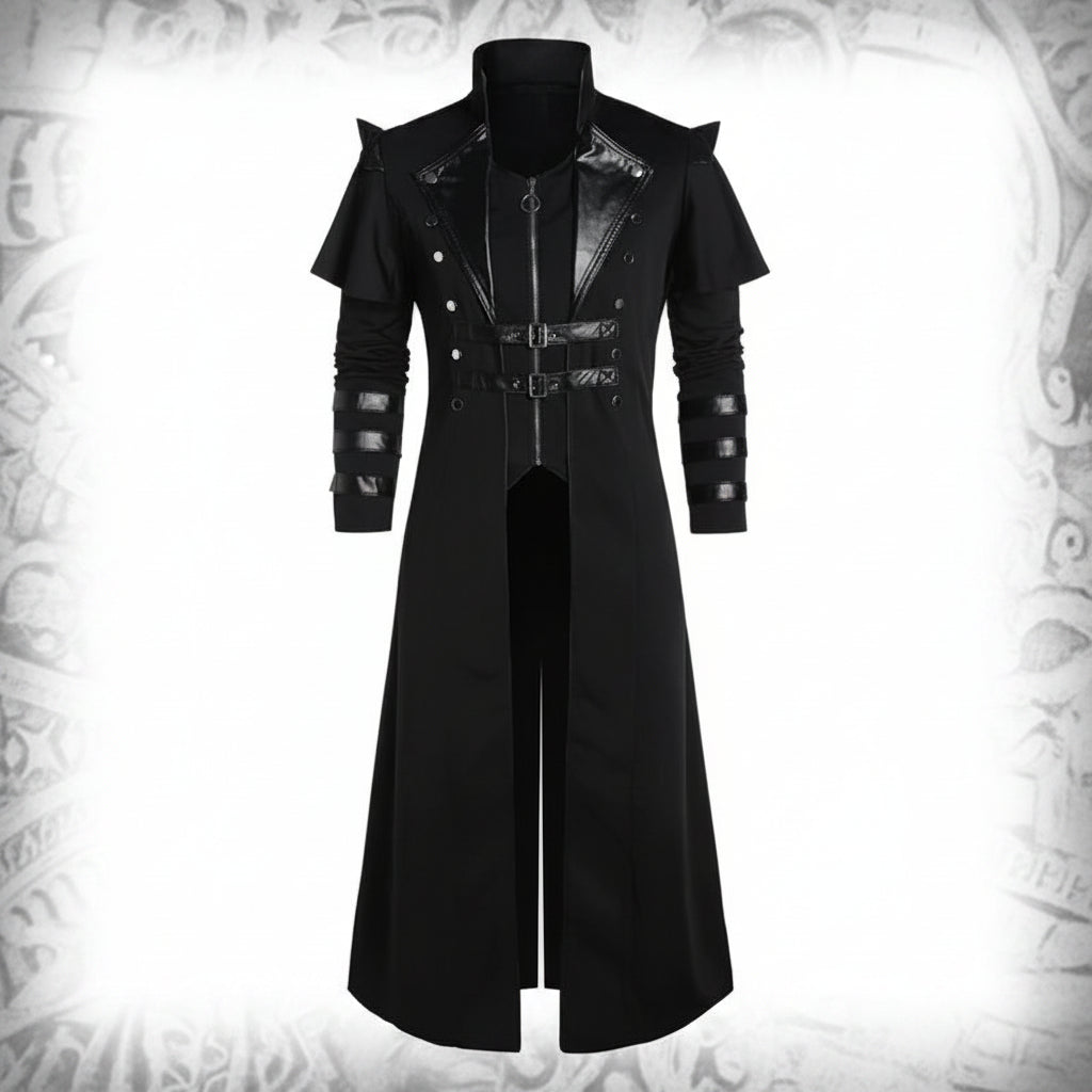 Medieval Viking Wear Gothic Steampunk Assassin Long Coat Pirate Armor Leather Costume Jacket
