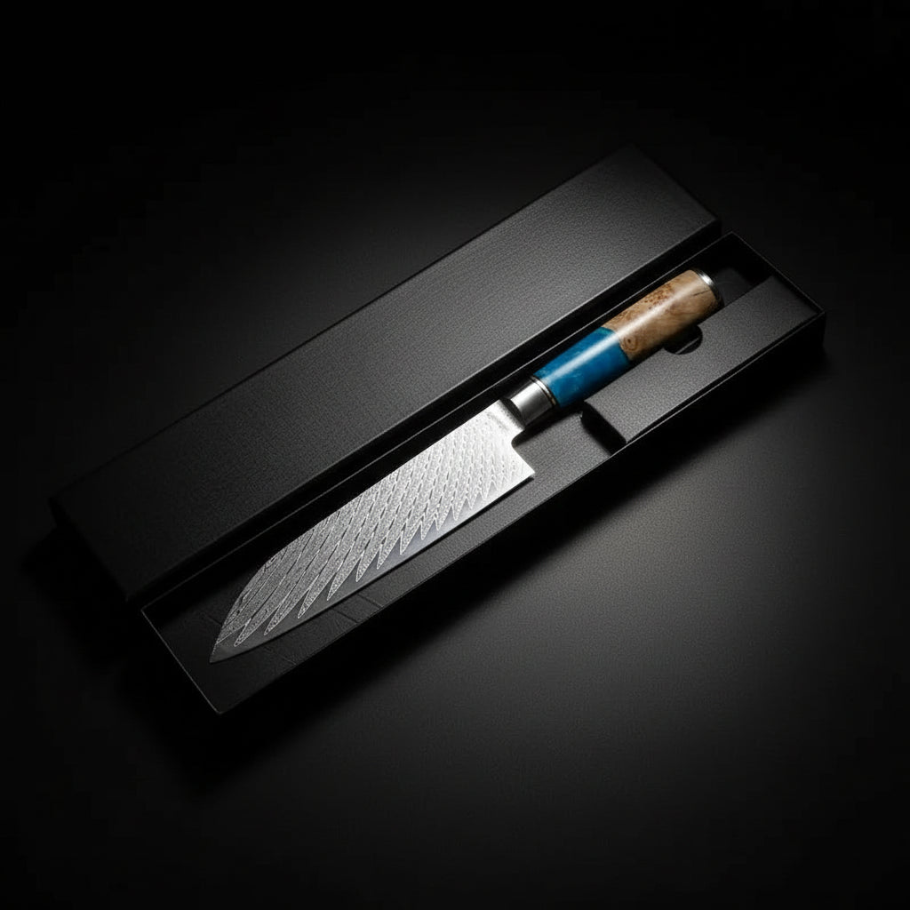 67-Layer Damascus Kitchen Knife Set – Chef, Nakiri, Utility & Santoku Knives with Wooden Handle