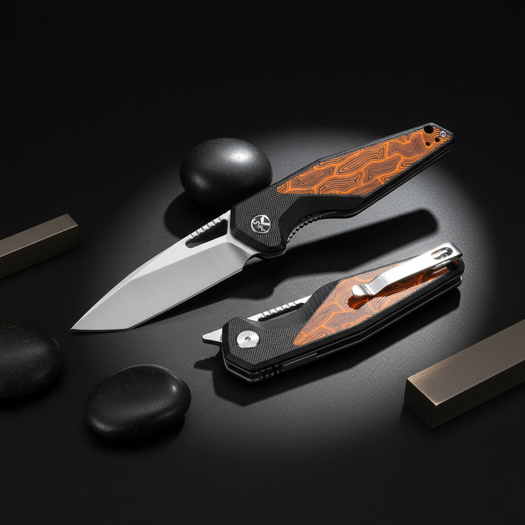 EDC Folding Pocket Knife – 14C28N Steel, G10 Handle