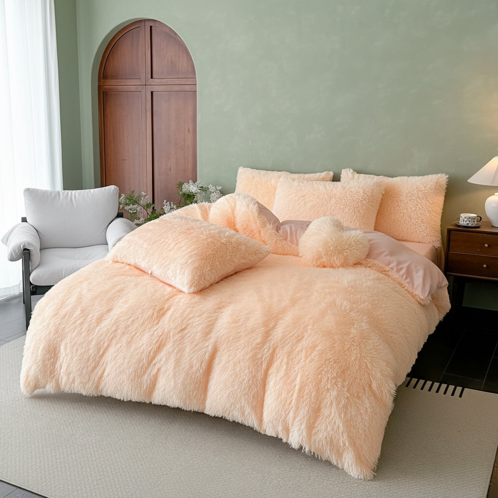 Soft and Breathable Home Four-Piece Bed Set, Polyester and Plush Fabric,