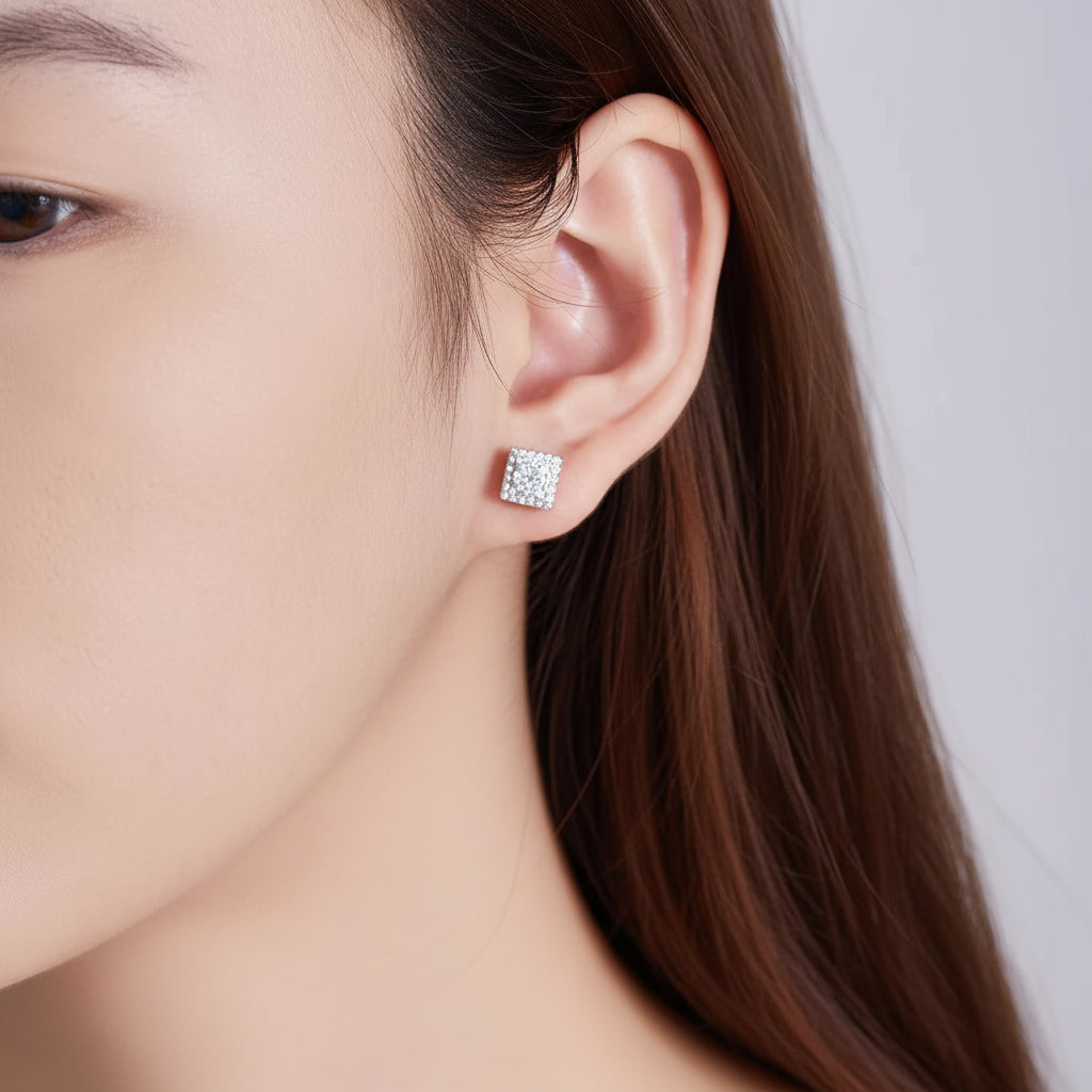 Sterling Silver VVS Moissanite Diamond Stud luxury Earrings S925