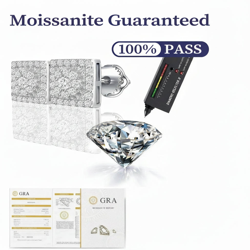 Sterling Silver VVS Moissanite Diamond Stud luxury Earrings S925