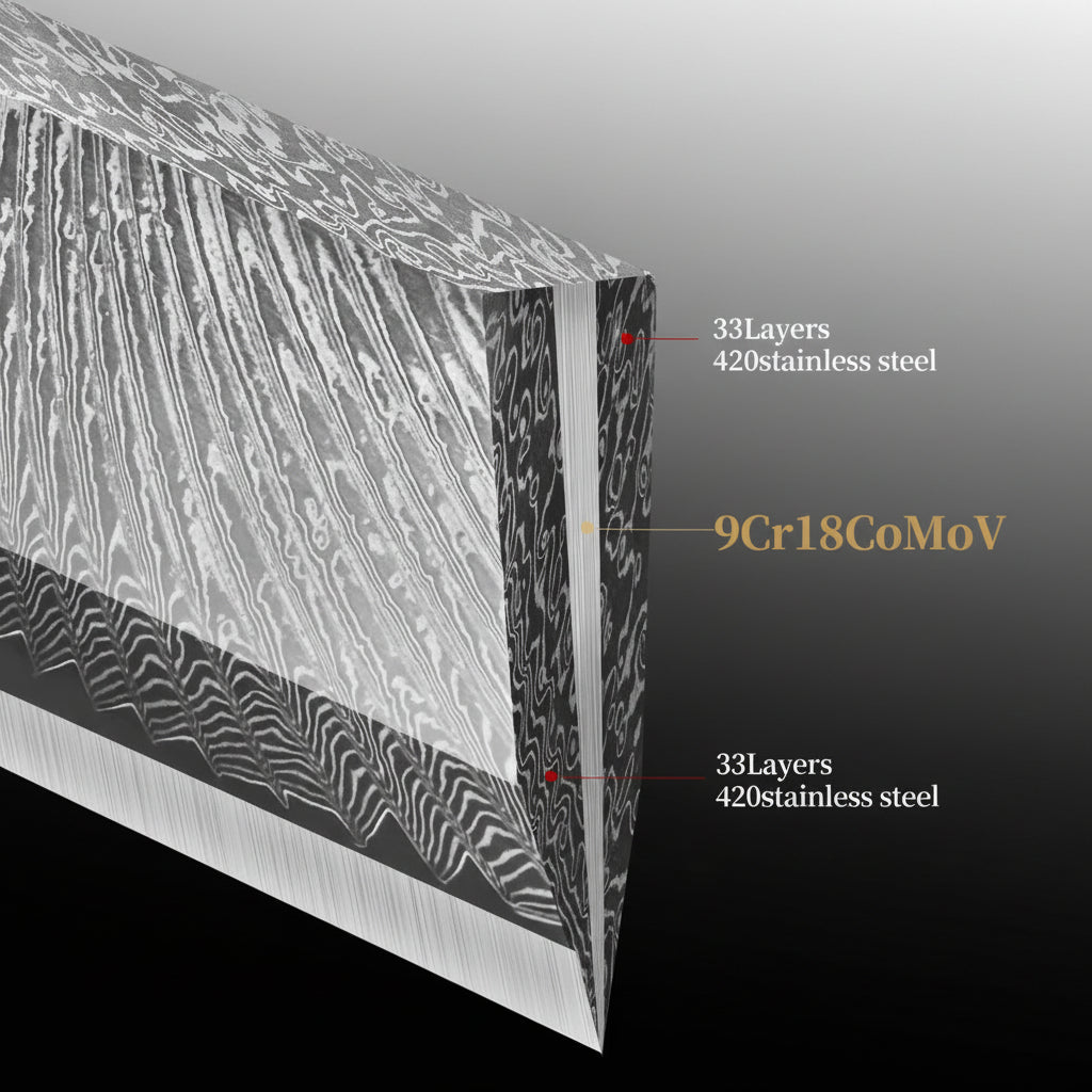 67-Layer Damascus Kitchen Knife Set – Chef, Nakiri, Utility & Santoku Knives with Wooden Handle