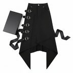 Men's Gothic Punk Kilt Skirt Medieval Roman Warrior Leather Belt Black Cosplay Costume