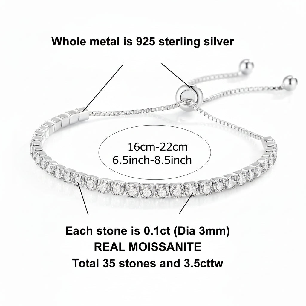 Brilliant Cut 925 Sterling Silver Tennis Bracelet for Women Fine Jewelry