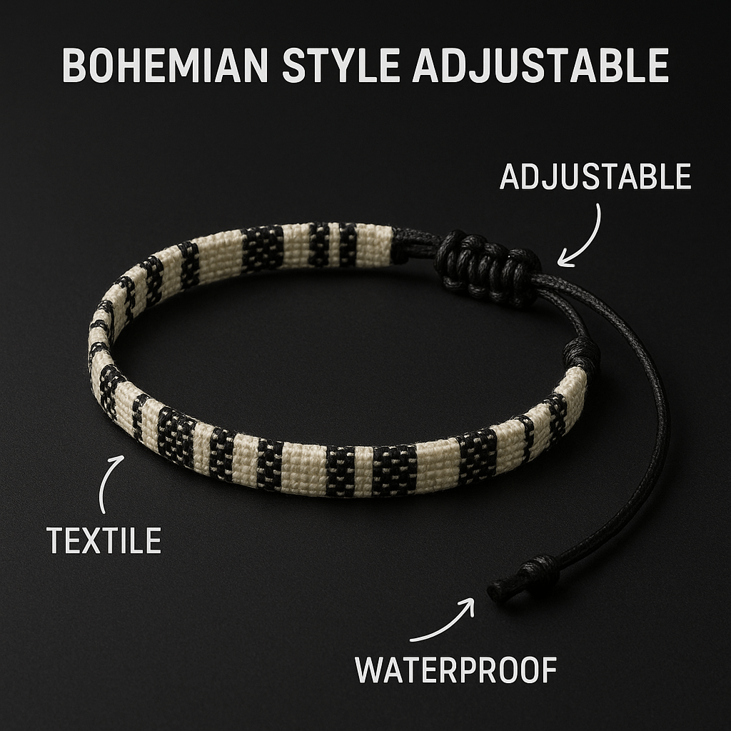 Hand-Woven Bohemian Adjustable Bracelet | Waterproof Woven Cord Jewelry | Christmas & Everyday Wear - Hadi Craft