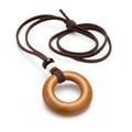 Handcrafted Natural Stone Circle Pendant Necklace Boho Minimalist Jewelry - Hadi Craft