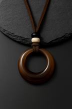 Handcrafted Natural Stone Circle Pendant Necklace Boho Minimalist Jewelry - Hadi Craft