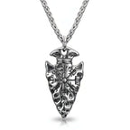 Handcrafted Stainless Steel Nordic Spear Head Pendant With Helm Of Terror - Hadi Craft