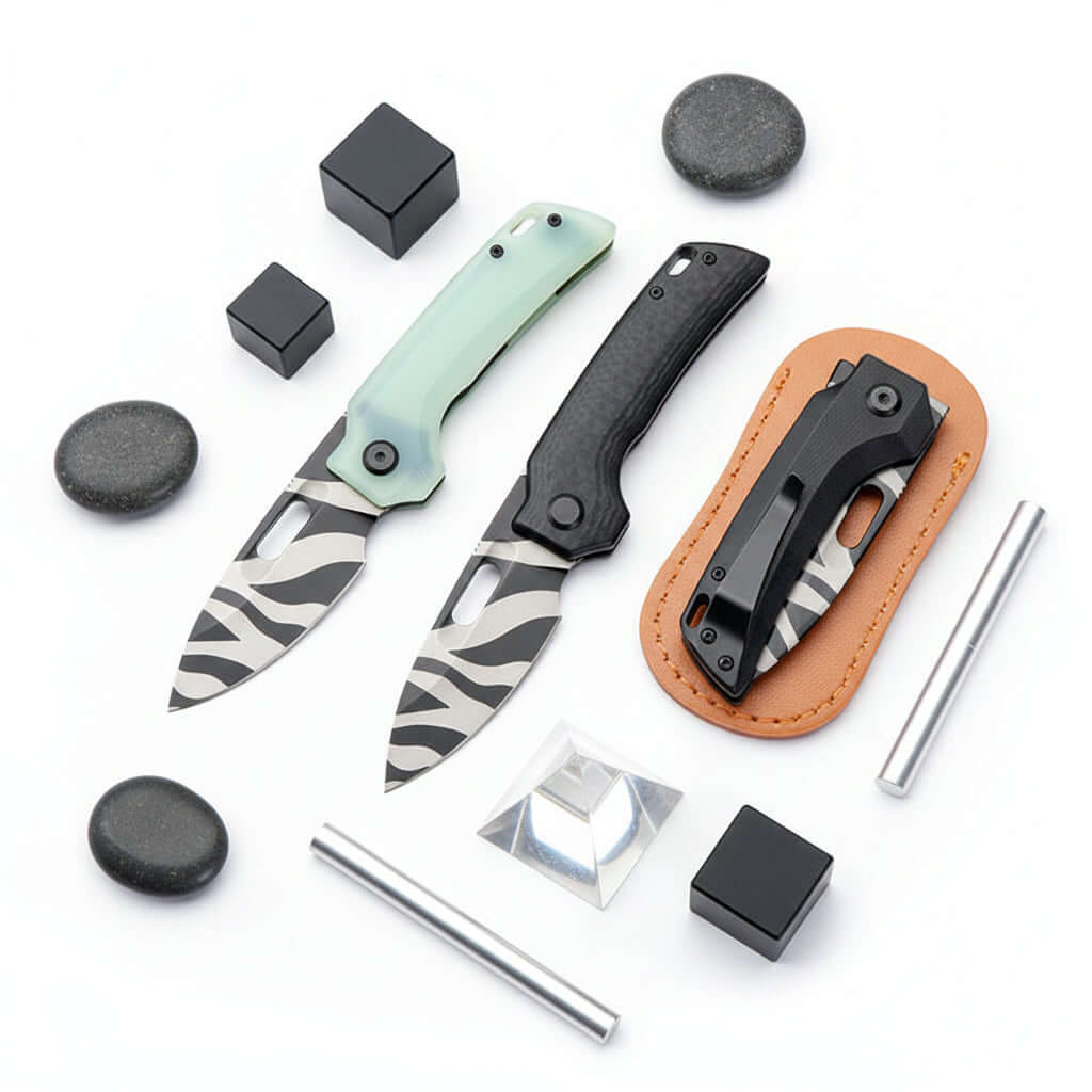 Handle Folding Utility Knife, Tiger Stripe Pocket Knife, Boxed Folding Pocket Knife - Hadi Craft